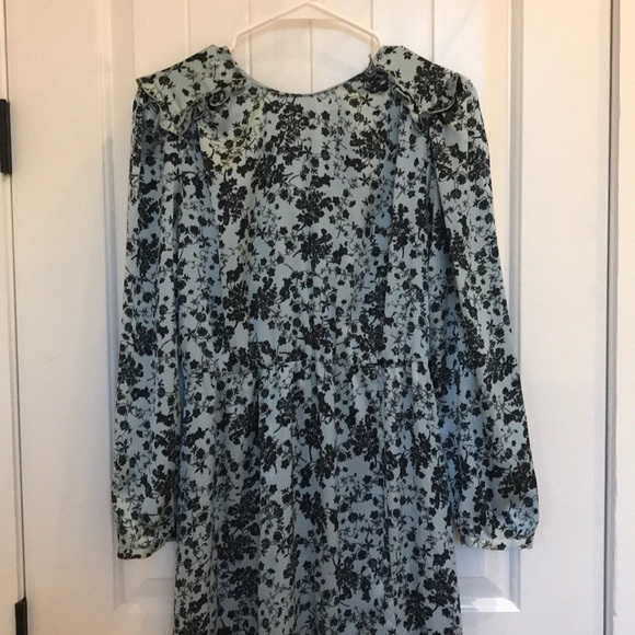Zara Silky Blue Floral Midi Dress, M - Picture 6 of 9
